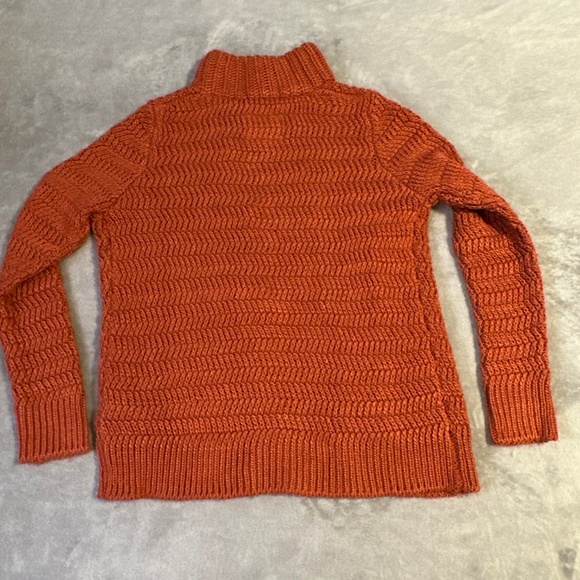 Cable Knit Sweater Women's Small Orange Zip-up WindRiver Fisherman Rory Taylor - Picture 9 of 9